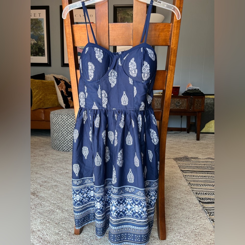 Band of Gypsies Navy Dress with White Paisley